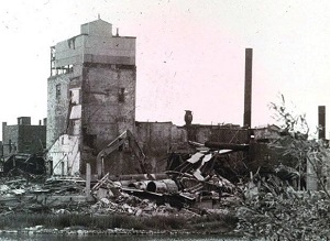 Demolition of the Michigan Chemical-Velsicol plant about 1980; to be buried on the old plant site.